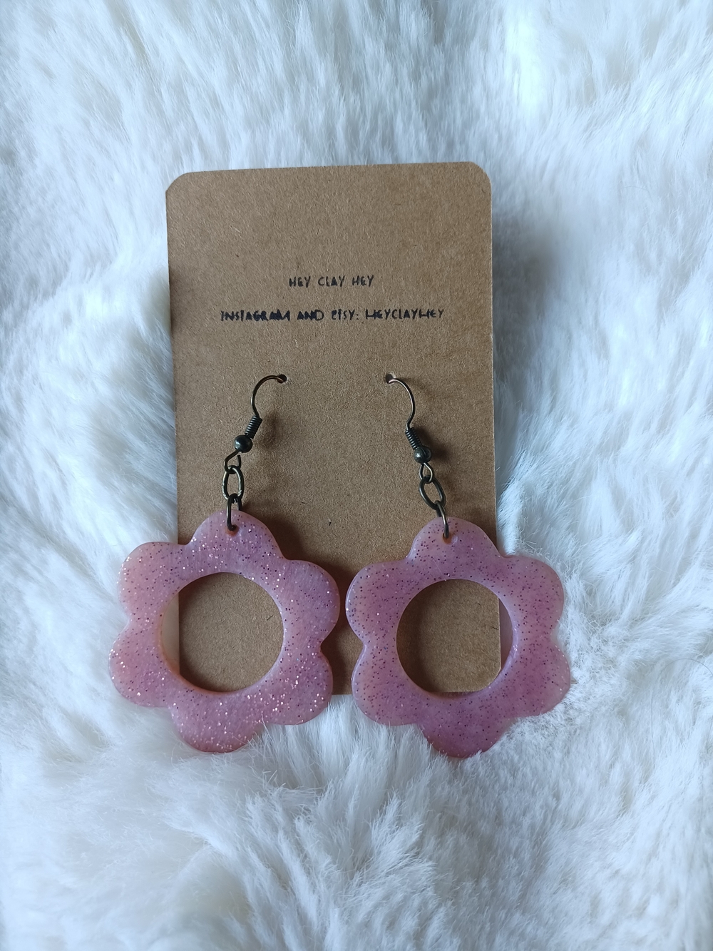 💗 3/$10 💗 Pink Flower Hoop Earrings